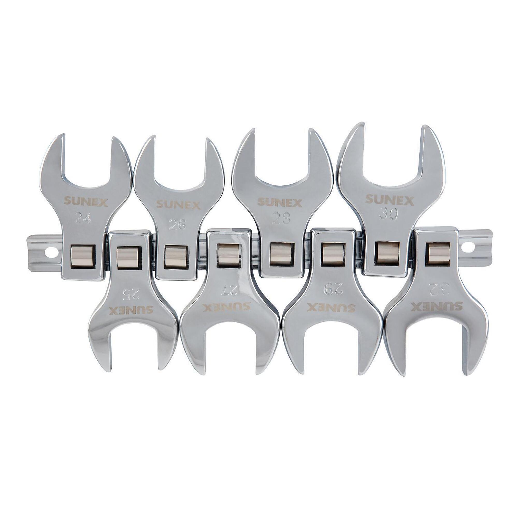 Sunex Tools Jumbo Metric Crowfoot Wrench Set — 1/2in. Drive, 8-Pc., Full Polish Chrome, Model# 9730A